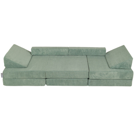 KiddyMoon Kindersofa aus Schaumstoff, Spielsofa für Kinder, Kindersessel, Sofa fürs Kinderzimmer, Kindercouch, Faltmatratze, grün, Kindersofa