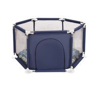 Sechseckiger Laufstall mit Bällen Laufgitter für Kinder, Blau:perle/grau/transparent/babyblau/minze, 100 Bälle