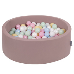 KiddyMoon Bällebad Bällepool mit bunten Bällen ∅ 7Cm  für Babys Kinder Rund, erikafarben: pastellblau/pastellgelb/weiß/minze/puderrosa, 90x30cm/200 Bälle