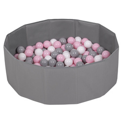 Faltbare Bällebad mit Bälle für Kinder Spielbad, Grau, 200 Bälle