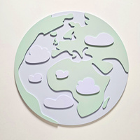 KiddyMoon Wanddekor 3D Wandskulpturen Kinderzimmer Akccessoire Für Kinder Wanddeko, Erde: Grün/Grau, UNI