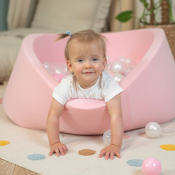 Bällebad Bällepool für Baby Kinder mit 200 bunten Bällen Rund, rosa: puderrosa/perle/transparent, 90x30cm/200 Bälle