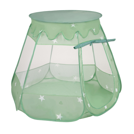 Baby Spielzelt Mit Plastikbällen Für Kinder Leicht und Kompakt ideal für Drinnen Und Draußen Fördert Sensorische Integration Schneller Aufbau, minze:perle/grau/transparent/babyblue/minze, 300 Stück