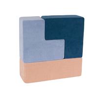 KiddyMoon Schaumstoff Würfel für Baby Weiche Velours Blöcke Schaum Spielzeug Montessori-Spielzeug mit Schaum und viel Spaß für Kinder, Hergestellt in der EU, Lagunetürkis-Waldgrün-Wüstenrosa-Eisblau, 9 Stücke