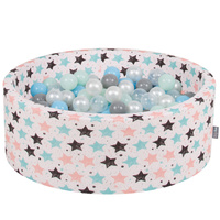 KiddyMoon Bällebad Bällepool mit bunten Bällen ∅ 7Cm  für Babys Kinder Rund, Hellbeige, 90 x 30 cm 200 Bälle