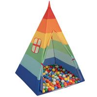 Tipi Spielzelt mit Bälle Indianerzelt für Kinder Kinderzimmer Zelt, mehrfarbig:mint/gelb/grün/blau/rot/orange, 400 Bälle