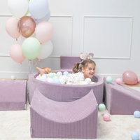 KiddyMoon Spielplatz Aus Schaumstoff Für Kinder mit Bälle Waschbare Bezug, violett: pastellblau/pastellgelb/weiß/minze/puderrosa