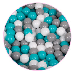 Bällebad Bällepool für Baby Kinder mit 200 bunten Bällen Rund, hellgrau: grau/weiß/türkis, 90x30cm/300 Bälle