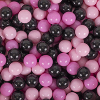 KiddyMoon Bällebad Bällepool mit bunten Bällen ∅ 7Cm  für Babys Kinder Rund, Flamingo:pink/puderrosa/schwarz, 90x30cm/200 Bälle