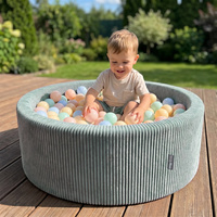 KiddyMoon Bällebad für Kinder aus Schaumstoff, 90 x 30 cm, weicher Rippbezug, abnehmbarer Bezug, weiches und sicheres Spielzeug, waschbar, Grün: Weiß/Grau/Minze, 90 x 30 cm 200 Bälle