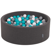 KiddyMoon Bällebad Bällepool mit bunten Bällen ∅ 7Cm  für Babys Kinder Rund, Dunkelgrau, 90 x 30 cm 200 Bälle