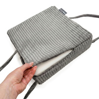 KiddyMoon Sitzerhöhung Für Kinder, Sitzkissen Für Kinderstuhl Mit 10 Cm Höhe, Waschbarem Bezug Und Bindebändern, dunkelgrau, 33x33x10