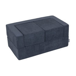 KiddyMoon Kindersofa mit Zwei Weichen Puffen Für Kinder Bequemes und Leichtes Schaumstoff-Sofa Gerippter Stoff Abnehmbarer Bezug Perfekt für Entspannung und Kreativität, dunkelblau, Sofa/Puff