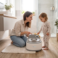 KiddyMoon Töpfchen für Kinder 3in1 mit Toilettensitz und Tritthocker, Grau, UNI