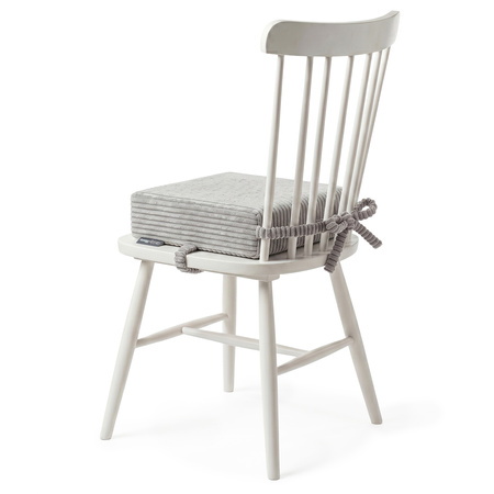 KiddyMoon Sitzerhöhung Für Kinder, Sitzkissen Für Kinderstuhl Mit 10 Cm Höhe, Waschbarem Bezug Und Bindebändern, hellgrau, 33x33x10
