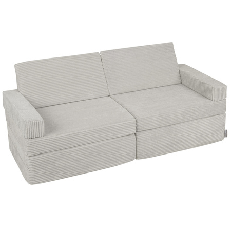 KiddyMoon Kindersofa aus Schaumstoff, Spielsofa für Kinder, Kindersessel, Sofa fürs Kinderzimmer, Kindercouch, Faltmatratze, hellgrau, Kindersofa