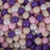 KiddyMoon Rundes Bällebad mit Bällen für Baby aus Schaumstoff, erikafarben: pastellbeige/puderrosa/perle/violett, 90 x 30 cm 200 Bälle
