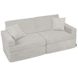 KiddyMoon Kindersofa aus Schaumstoff Spielsofa für Kinder Schlafsofa Kindersessel Sofa für Kinderzimmer Kindercouch Faltmatratze, hellgrau, Kindersofa mit 2 Kissen