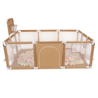 Laufstall Baby Großer Spielplatz mit Bällen Laufgitter für Kinder, beige:pastellbeige/pastellgelb/weiß/minze/puderrosa, 200 Bällen