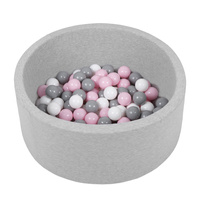 Bällebad Bällepool für Baby Kinder mit bunten Bällen Rund, hellgrau: weiß/grau/puderrosa, 70x30cm/150 Bälle