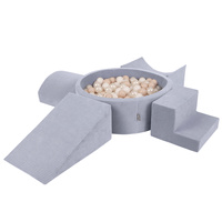 KiddyMoon Spielplatz Aus Schaumstoff Für Kinder mit Bälle Waschbare Bezug, dunkelgrau: pastellbeige/weiß/perle