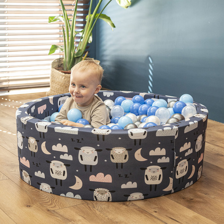 KiddyMoon Kinder Bälle für Bällebad Baby Spielbälle Plastikbälle ∅7cm Made in EU, baby blau/blau/perle