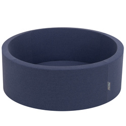 KiddyMoon Bällebad Bällepool mit bunten Bällen ∅ 7Cm für Babys Kinder Rund, dunkelblau:weiß/grau/minze, 90x30cm/200 Bälle