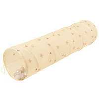Pop-Up Tunnel Für Kinder Faltbarer Spieltunnel Flexibel Krabbeltunnel, hellbeige: pastellbeige/weiß/perle