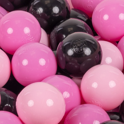 KiddyMoon Kinder Bälle für Bällebad Baby Spielbälle Plastikbälle ∅7cm Made in EU, pink/puderrosa/schwarz, 100 Bälle/7cm