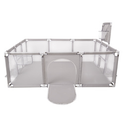 Laufstall Baby Großer Spielplatz mit Bällen Laufgitter für Kinder, Grau:perle/grau/transparent/babyblue/minze, 400 Bälle
