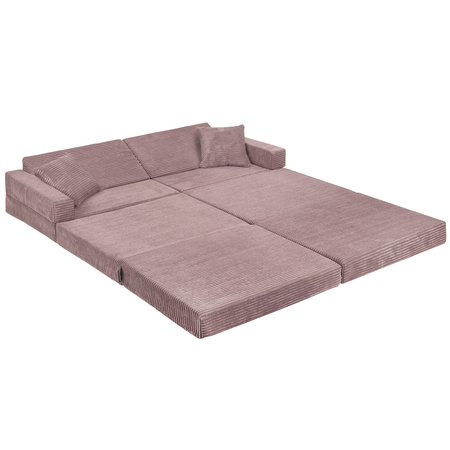 KiddyMoon Kindersofa aus Schaumstoff, Spielsofa für Kinder, Kindersessel, Sofa fürs Kinderzimmer, Kindercouch, Faltmatratze, violett, Kindersofa mit 2 Kissen