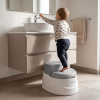 KiddyMoon Töpfchen für Kinder 3in1 mit Tritthocker Abschließbarer Deckel, Grau, UNI