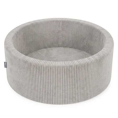 KiddyMoon Bällebad für Kinder aus Schaumstoff, weicher Rippbezug, abnehmbarer Bezug, weiches und sicheres Spielzeug, waschbar, Hellgrau: Ohne Bälle, 90 x 30 cm Ohne Bälle