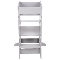 KiddyMoon Lernturm für Kinder ab 1 Jahr, Anti-Kipp-Schutz, 3-fach höhenverstellbar, Schutzbügel, Montessori Küchenhelfer, grau, 91,5x39,3x49,4