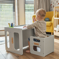 KiddyMoon Kindertisch Mit Stuhl für Kinder Runde Tresor Kanten Kinderzimmer Möbel, weiß, Kindertisches: 61x44x44 cm/Stuhles: 30x30x30 cm