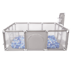 Laufstall Baby Großer Spielplatz mit Bällen Laufgitter für Kinder, Grau:blau/babyblue/perle, 900 Bälle
