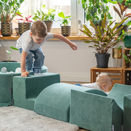 KiddyMoon Spielplatz Velvet Aus Schaumstoff Für Babys Hindernisläufen, Hergestellt In Der EU, waldgrün, Multi-Größe