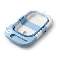 KiddyMoon Faltbare Babybadewanne Kunststoff mit Badekissen, Blau, M