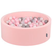 KiddyMoon Bällebad Bällepool mit bunten Bällen ∅ 7Cm für Babys Kinder Rund, pink:perle/grau/transparent/puderrosa, 90 x 30 cm 300 Bälle