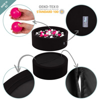 KiddyMoon Bällebad Bällepool mit bunten Bällen ∅ 7Cm  für Babys Kinder Rund, schwarz, 90x30cm/KEINE Bälle