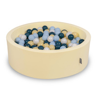 KiddyMoon Bällebad Bällepool mit bunten Bällen ∅ 7Cm  für Babys Kinder Rund, Gelb, 90 x 30 cm 200 Bälle