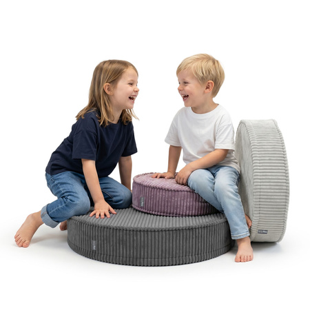 KiddyMoon 3-Teilige Schaumstoff Elements für Kinder Kinderzimmer-Accessoire, fioletowy-jasnoszary-ciemnoszary