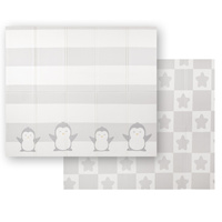 KiddyMoon Babymatte Zweiseitige Krabbelmatte Schaumstoffmatte Für Kinder Kindermatte Kindgerechte Muster Spielplatz Entwicklung Sicherer Und Bequemer Ideal Für Drinnen Und Draußen, Weiß-Pinguin, 180x200x1cm