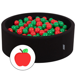 KiddyMoon Bällebad Bällepool mit bunten Bällen ∅ 7Cm  für Babys Kinder Rund, Apfel:grün/rot, 90x30cm/200 Bälle