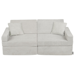 KiddyMoon Kindersofa aus Schaumstoff Spielsofa für Kinder Schlafsofa Kindersessel Sofa für Kinderzimmer Kindercouch Faltmatratze, hellgrau, Kindersofa mit 2 Kissen