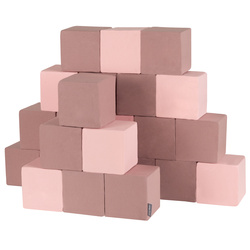 KiddyMoon Schaumstoff Würfel für Baby Weiche Blöcke Schaum Spielzeug Montessori-Spielzeug mit Schaum und viel Spaß für Kinder, Hergestellt in der EU, Blöcke: erikafarben-pink, 24 Stücke