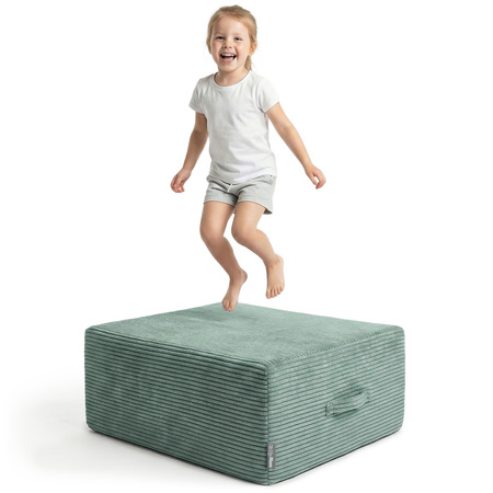 KiddyMoon Hüpfpolster für Kinder Hüpfmatratze Kindertrampolin für Zuhause Turnmatte Matratze zum Hüpfen Abnehmbarer Bezug Waschbar, Grün, Hüpfpolster