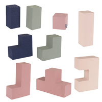 KiddyMoon Schaumstoff Würfel für Baby Weiche Blöcke Schaum Spielzeug Montessori-Spielzeug mit Schaum und viel Spaß für Kinder, Hergestellt in der EU, erikafarben-dunkelblau-beige-salbeifarben, 9 Stücke