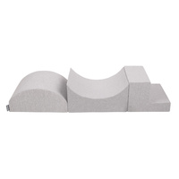 KiddyMoon Spielplatz aus Schaumstoff mit Quadrat Bällebad Bälle Hindernisläufen, hellgrau:weiß/grau/minze, Bällebad (200 Bälle) + Version 6