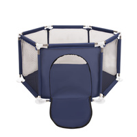 Sechseckiger Laufstall mit Bällen Laufgitter für Kinder, Blau:grau/weiß/türkis, 200 Bälle